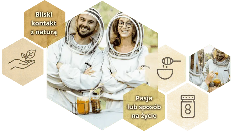 Para pszczelarzy pracuje w pasiece, to ich zawód pszczelarz